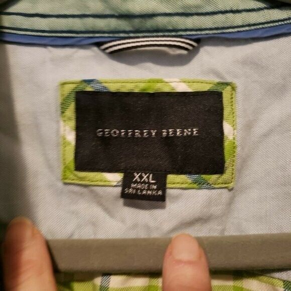 Geoffrey Beene Mens Sz 2XL Green White Plaid Short Sleeve Button Down Shirt - Picture 2 of 9